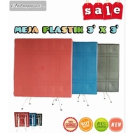 MEJA PETAK LIPAT PLASTIK 3X3 FORDABLE PLASTIK DINING TABLE 3X3 SQUARE