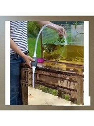 手動簡易魚缸換水器裝置,附有一米長管子,可用於抽水、清潔和廢水處理
