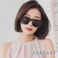 【ALEGANT】潮流烤漆黑方框可彎折鏡腳全罩式寶麗來偏光墨鏡/外掛式UV400太陽眼鏡/包覆套鏡