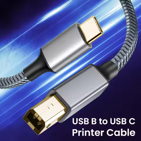 USB B to USB C Type C Printer Cable Nylon USB B to C Printer Cord for MacBook Pro/Air USB C MIDI Cab