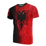 Albania Flag Pattern Tee 3D Print National Emblem T Shirt For Men Casual O-neck Short Sleeve Tops Fa