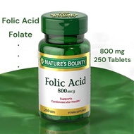 กรดโฟลิก โฟเลต Nature’s Bounty Folic Acid 800 mg 250 Tablets