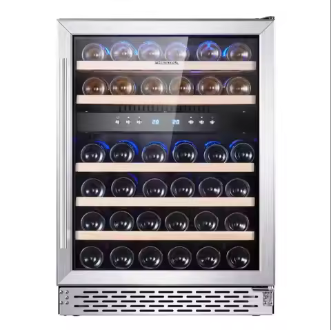 NE-403D 42 Bottles Dual Zone Wine Beverage Refrigerator Built-in Stainless Steel Cooler bar Wine Cab