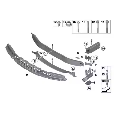 51117396916 for BMW 3‑Series F30 front bumper shock absorber foam 5111 7396 916