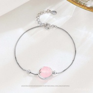 Circle Premium Hand Jewelry Chain Bracelet Pink Crystal Simple Jewelry Women Style Classy s925 Fashi