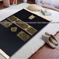 Soft Fur Kiswah Prayer Rug / Black Fur Turkish Prayer Rug / Kiswah Motif Prayer Rug