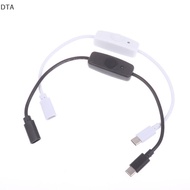DTA 1/3Pcs USB-C To Type C Power Supply Cord 5V2A Short USB C Extension Cable With ON Off For USB Fa
