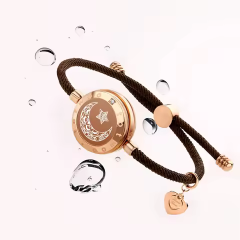 TOTWOO Long Distance Bracelets For Couples Vibration & Light Up Bracelet, Sun&Moon Touch Bracelets w