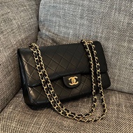Chanel VINTAGE 經典中古CF 經典黑色菱格紋金鏈手袋