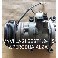 MYVI LAGI BEST 1.3-1.5&amp; PERODUA ALZA ORIGINAL DENSO AC COMPRESSOR (HALFCUT)