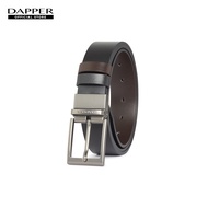 DAPPER เข็มขัดหนังแท้ Classic Reversible Pin Buckle Belt ใส่ได้ 2 ด้าน สีดำ/น้ำตาล