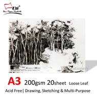 Uni Drawing Paper A3 (200 Gsm/20'S) S-2404 | Painting Paper