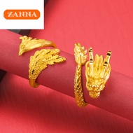 18k gold pawnable saudi gold original dragon and phoenix ring for women and men gift