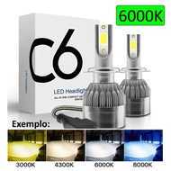 2pcs C6 Car Headlight LED Bulbs 6000K H1 H3 H4 H7 H11 H13 HB3(9005) HB4(9006) H16 H27 12V to 24V