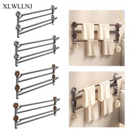 XLWLLNJ Double-bar Foldable Towel Rack, Metal PP Wall Shelf, Innovative Space-saving Design, Stable 
