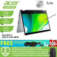 Acer Spin 3 SP314-54N-38F9 Notebook (Silver) [NX.HQCSM.004] - (14IN FHD Touch/ Intel® i3-1005G1/ 4GB