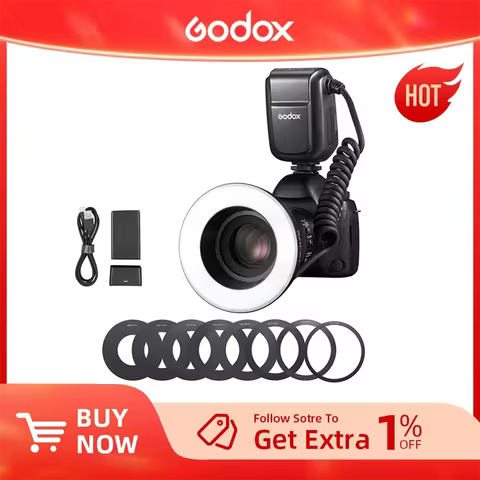 Godox MF-R76 RING76 5000K Macro LED Ring Light Speedlite Flash Light for Sony Canon Nikon Camera 5D 