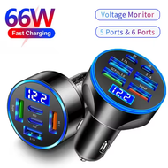 100W Fast Car Charger 5 Ports USB Type C Phone Adapter Charger