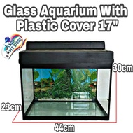 Glass Aquarium With Cover/Akuarium Kaca 17 inci dengan penutup