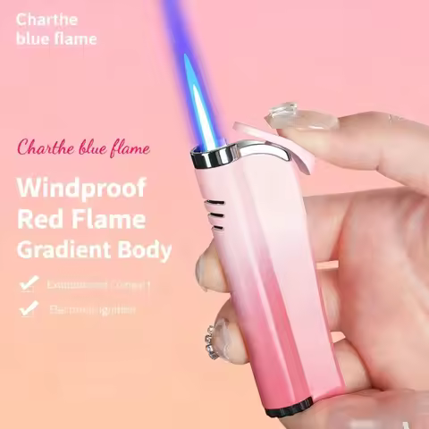 Creative windproof direct gas lighter with high aesthetic value metal inflation personalized gradien