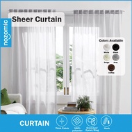 White Sheer Curtain Sliding Door Tulle Curtain Lining Langsir Putih Jarang Bercorak Murah 3 Panel