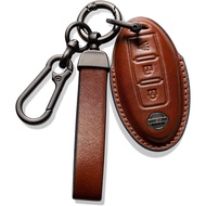 Nissan Key Fob Cover Leather Lanyard Keychain Holder Car Key Case Protector 370z Frontier Juke Kicks