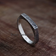 Men's Signet Ring Authentic 925 Silver Abstract Stripe Motif Cp.32