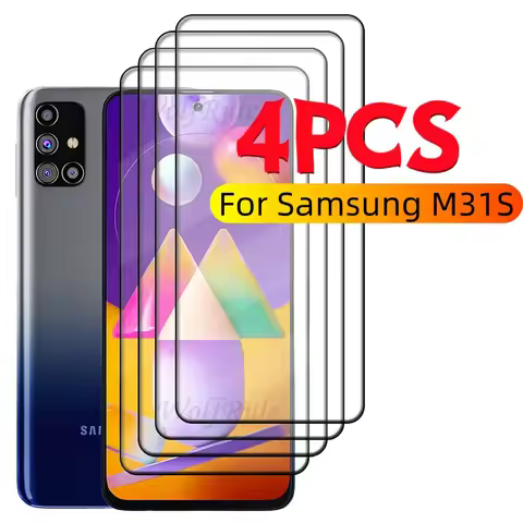 4/3/2/1PCS Full Cover Glass For Samsung M31S Glass Samsung Galaxy M31S Glass Full Glue Cover 9H HD S