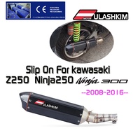 Slip On For Kawasaki Z250 2008 2015 Ninja 300 2013 2016 Ninja 250R 2008 2016 Motorcycle Exhaust Muffler Full System middle pipe