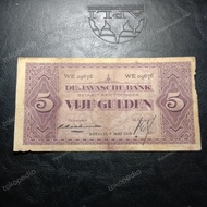 uang kuno indonesia seri JP Coen 5 Gulden ttd Michielsen rare