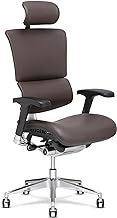 X-Chair X4 High End Executive Chair, Brown Leather with Headrest - Ergonomic Office Seat/Dynamic Variable Lumbar Support/Floating Recline/Stunning Aesthetic/Adjustable/Perfect for Office or Boardroom
