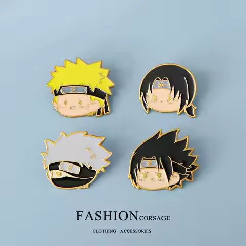 Naruto Badge Surrounding Naruto Sasuke Kakashi Mink Anime Brooch Anime Metal Cartoon Pin