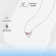 925 Silver Necklace Blue Peach DC Pink - White Bow VN V6 Size S DC996