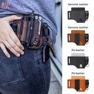 RR กลางแจ้งยุทธวิธีกระเป๋าเอวมัลติฟังก์ชั่เครื่องมือหนัง Sheath EDC กระเป๋ากระเป๋าเก็บของกระเป๋าคาดเ