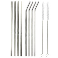 8pcs Stainless Steel Metal Drinking Straws+2 Cleaning Brushes Sets V
