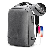 Kingsons Laptop Backpack - Slim Business Travel Computer Bag with USB Charging Port Anti-Theft with TSA Lock Water Resistant for 13.1 Inch Laptop Rucksack for Men, Women, Grey
