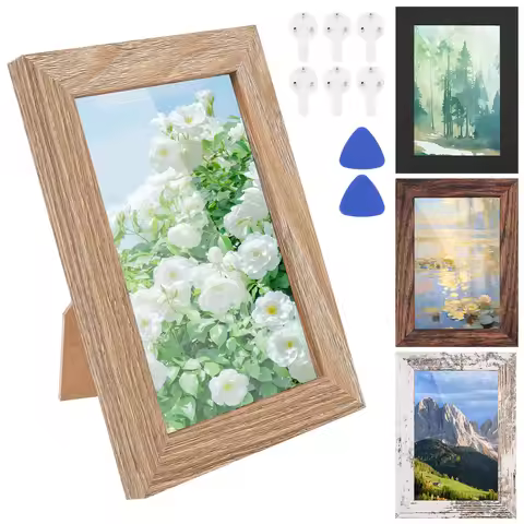 4Pcs Wall Picture Frame 4x6 inch/5x7 inch Retro Wood Photo Frame Stand Table or Wall For Pictures Ph