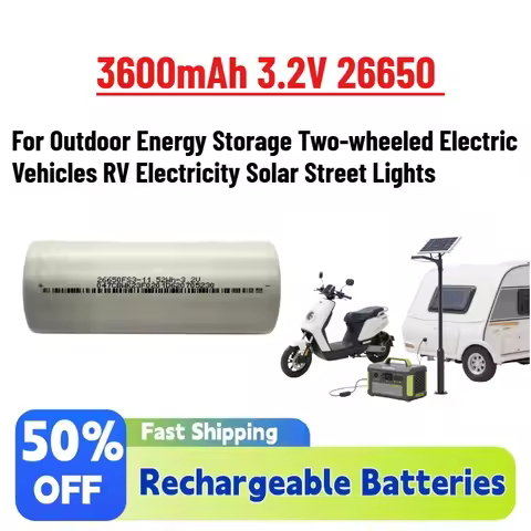 New 5PCS 3600mAh 3.2V 26650 LiFePO4 Battery for Outdoor Energy Storage Electric Vehicles RV Electric