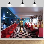 7x5FT American Retro Diner Photography Backdrop Vintage Rock and Roll 50s Restaurant Background Birt
