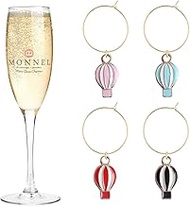 MONNEL P565 Assorted Little Hot Air Balloon Wine Charms Glass Markers Tags for Party Decorations wit