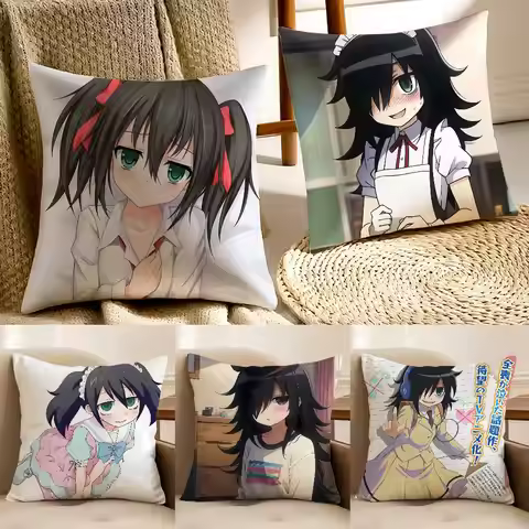 T-Tomoko Kuroki Pillow Case Anti-dustmite Pillowcase Invisible Zipper Silky Short Plush Sofa Cushion