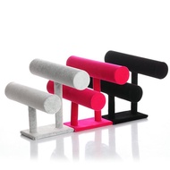 MY 2-Layer Bracelet Display Stand, T-Shaped Stand, Black, Velvet Material, Display Stand