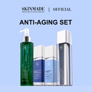 SKINMADE Anti-Aging Set - Centella + Aloe Squalane Cleanser + Tranexamic Serum + Vit C Serum (4 Pcs)