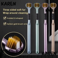 KARENGOODS 4pcs 3-Sided Toothbrush, Wrapped Oral Care Soft Hair Toothbrush, Multi-Angle Deep Cleanin