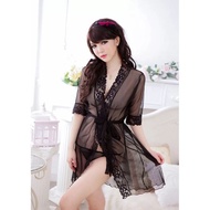 Abee Ba-1185 Sexy dress ( 2in1 Dress + CD ) Set Lingerie Wanita Bahan Lace Tipis Kerah Deep-V Neck