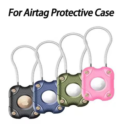 Airtag Holder with Wire Cable,Secure Lock Airtag Keychain,Hard Protective AirTag Case Holder for App