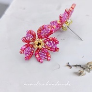 鉤針 串珠 編織 櫻花 耳環