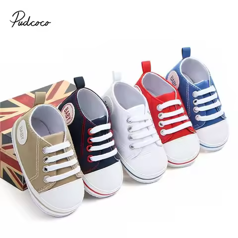 2020 Baby First Walkers Cute Newborn Kid Canvas Sneakers Baby Boy Girl Soft Sole Crib Shoes Pre Walk