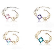 SSA Premium Quality Italian Crystal Double Circle Chain Charm Bracelet best Gift AJ12 AJ13