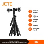 JETE H15 Tripod with Double LED Bluetooth Selfie Stick hp with Remote JETE H15 WITH LED